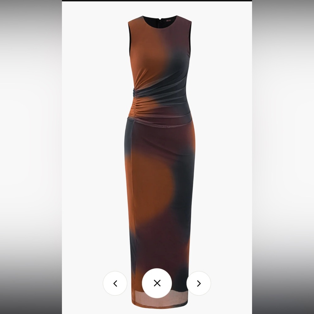 Tie Dye Mesh Slit Sleeveless Maxi Dress
